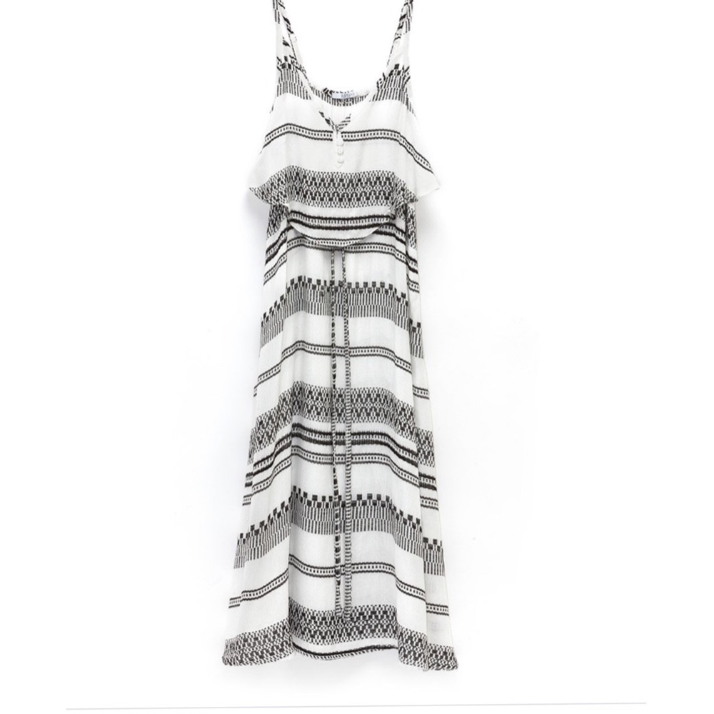 Astars Mykonos Midi Sleeveless dress black and white Boho Vacation vibe
